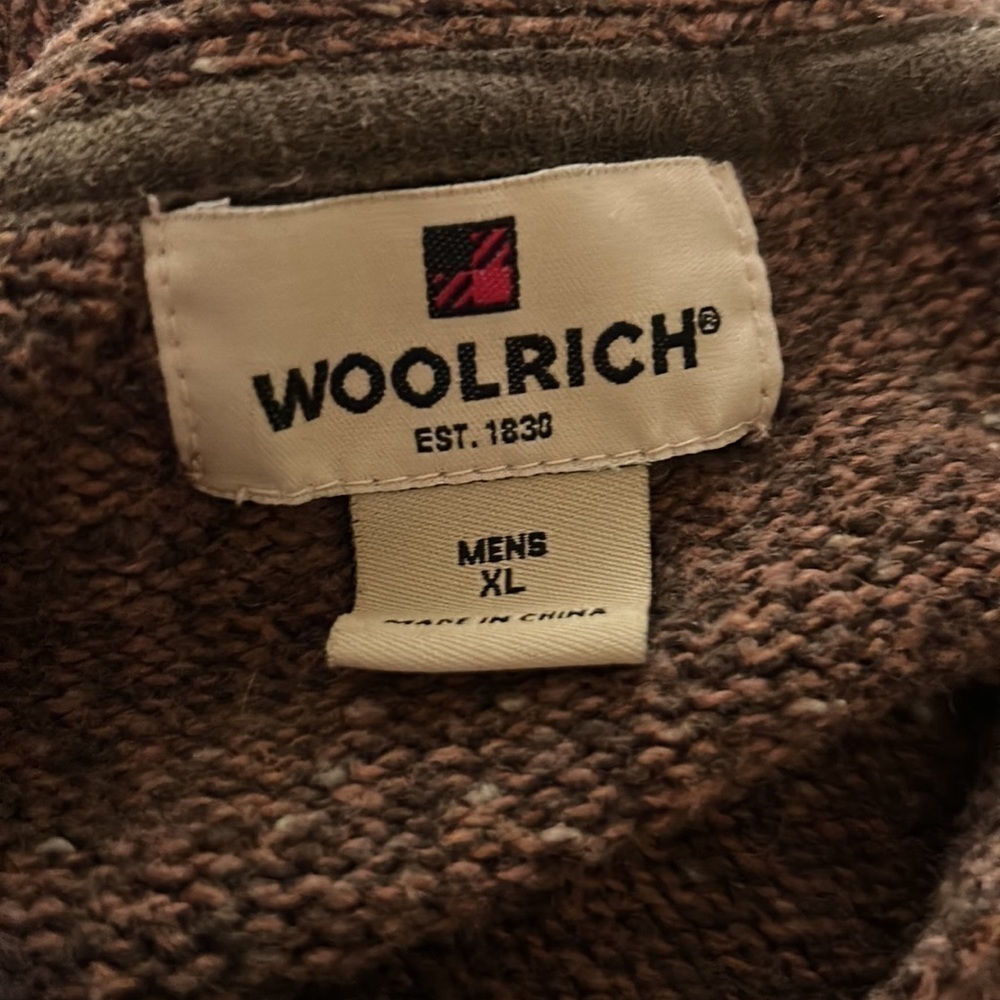 Woolrich Men’s XL Sweater V-Neck Brown Birch Heather Wool Blend Tweed - Picture 5 of 9